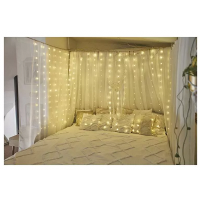 Lampki świąteczne 180 LED nano kurtyna 1,7x1,5m ciepła biel 8 programów IP44 EMOS (D3EW02)